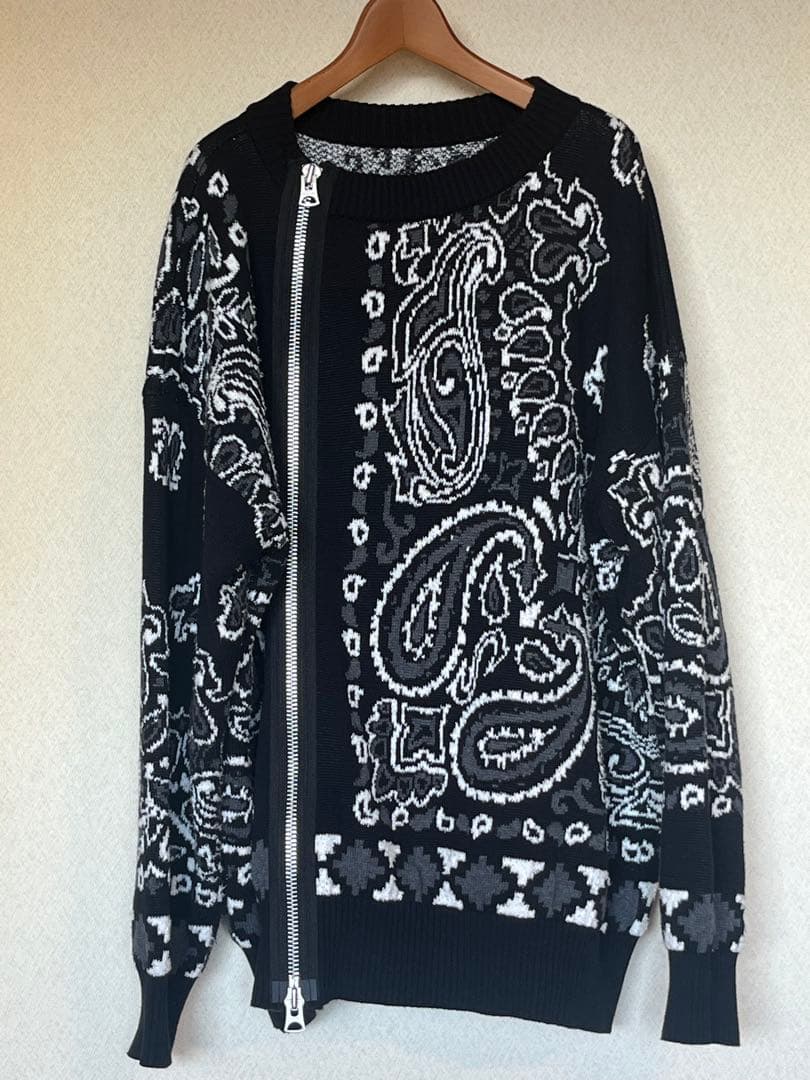 sacai ペイズリー柄 コットンニットL