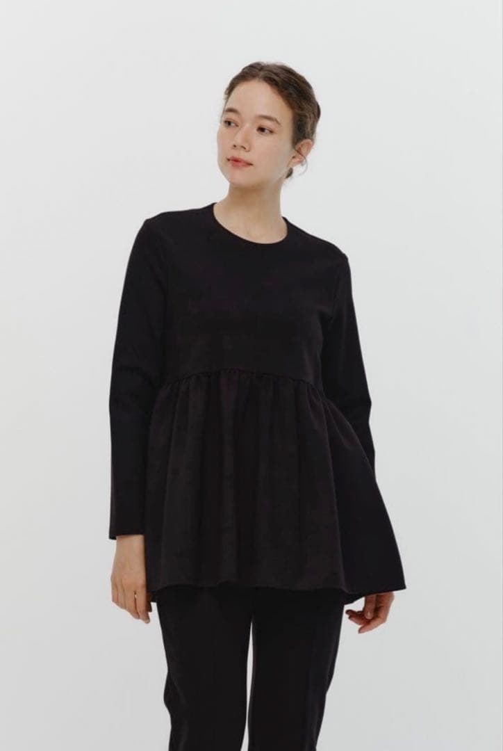 美品　yori ぬくぬくギャザーブラウス Black36