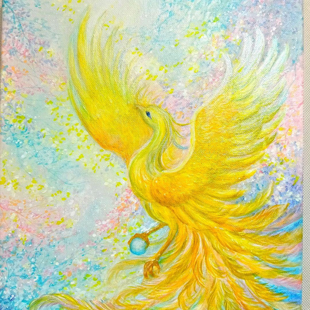 菜*香様 No.508 F4キャンバス 原画 アクリル絵画 開運絵画 鳳凰 肉筆