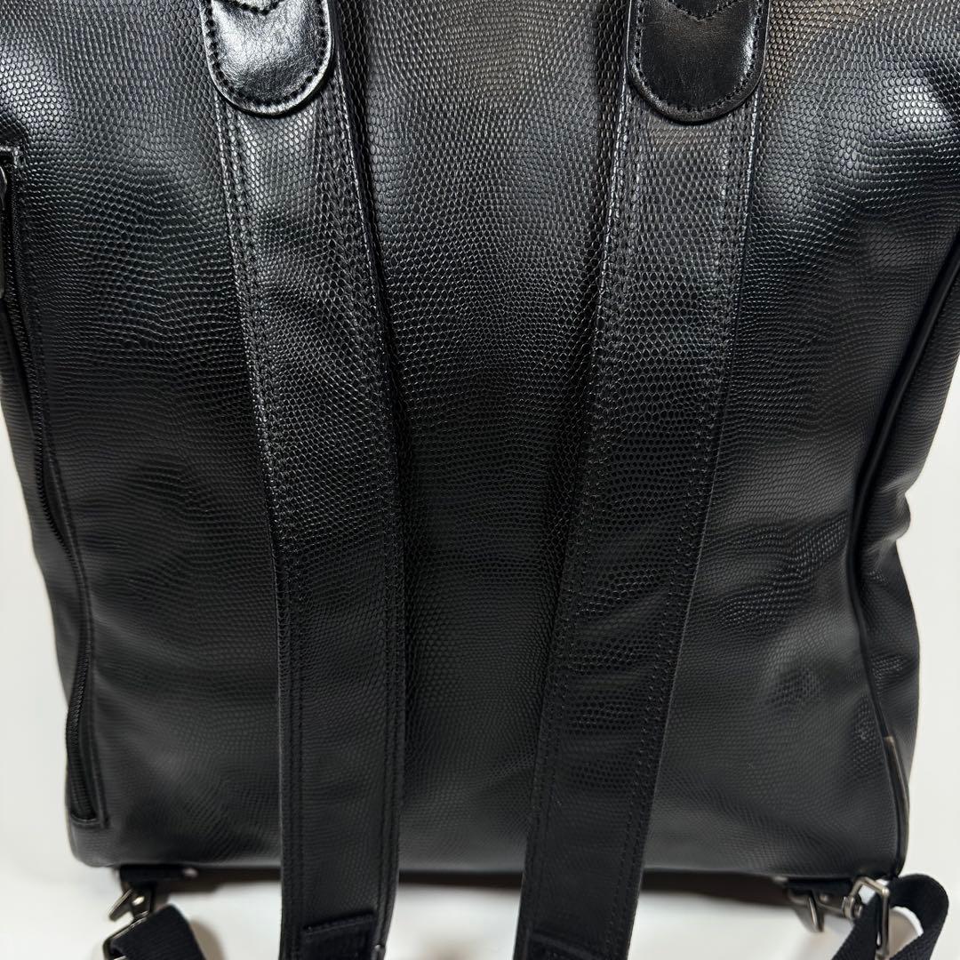 【極美品】豊岡鞄　ヨータ　リュック　ダレスバッグ　3way リザード　ブラック