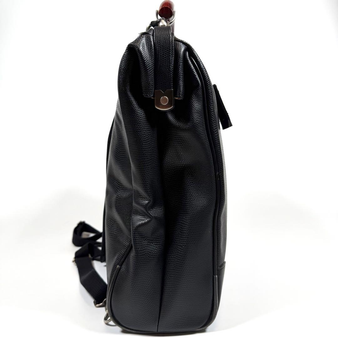 【極美品】豊岡鞄　ヨータ　リュック　ダレスバッグ　3way リザード　ブラック