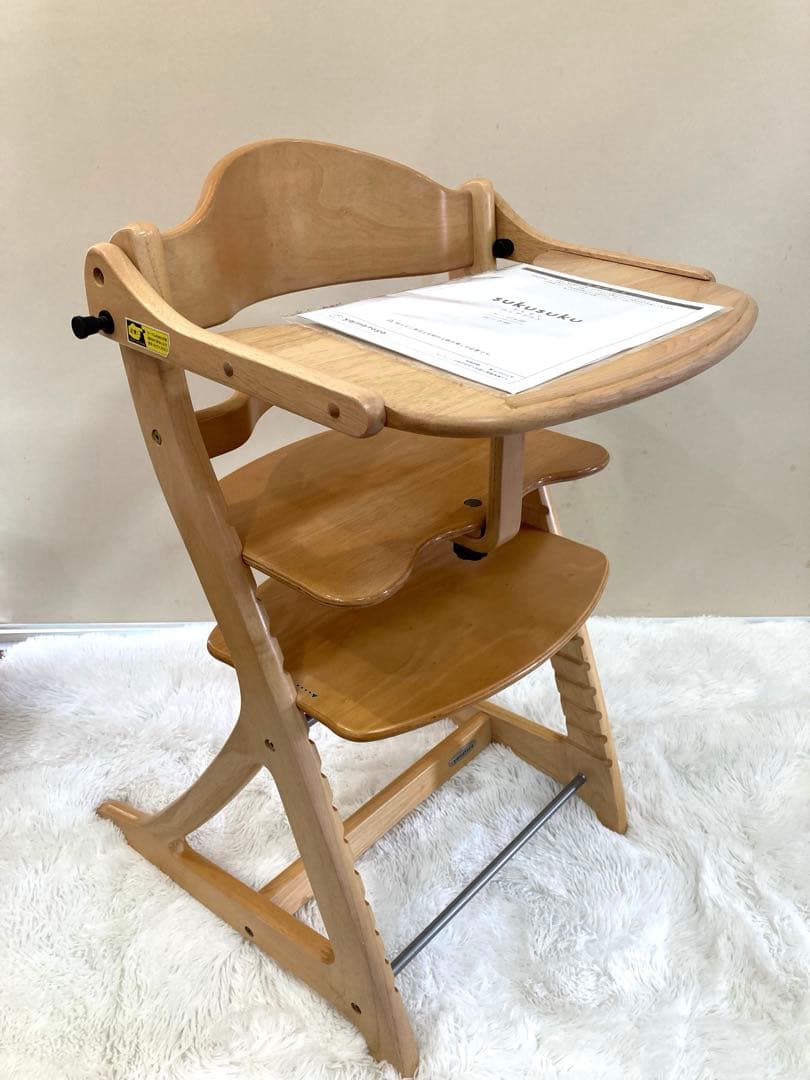 【美品】大和屋　すくすくチェアプラス　テーブル＆ガード付　ナチュラル