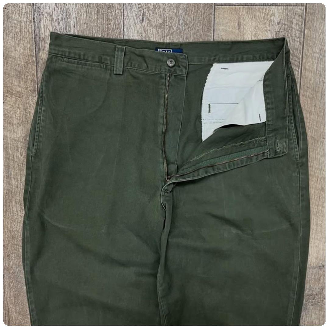 ★90s RALPH LAUREN ボックスロゴ チノパンツ オリーブ USA製