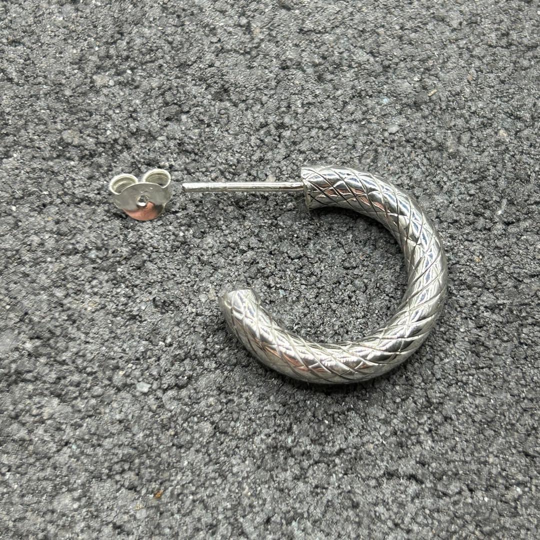 シルバー925 Silver デザインシンプルフープピアス/軽研磨仕上げ/両耳