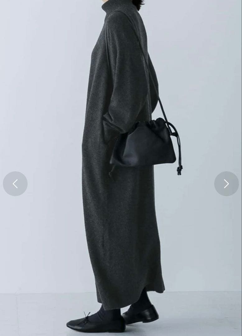 新品タグ付　かぐれ　ラムウールニットワンピース　チャコール　0size 完売