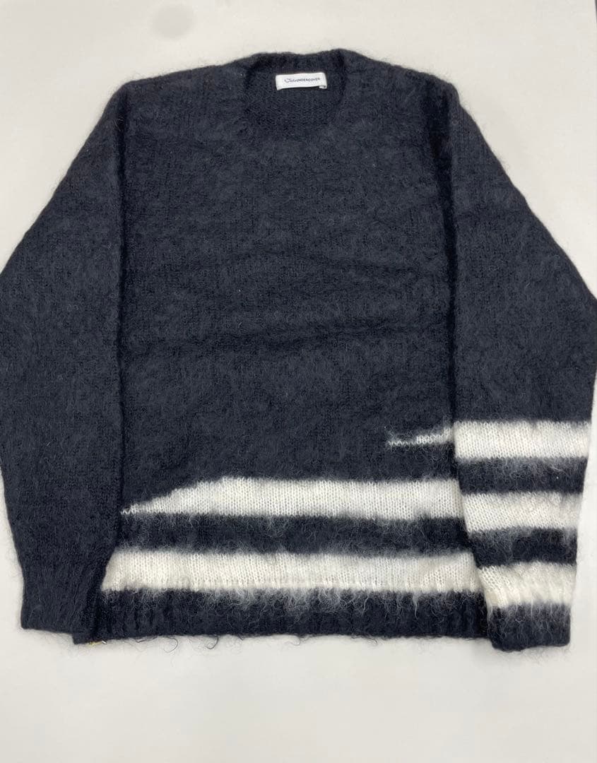 UNDERCOVER John UNDERCOVER モヘアボーダーニット黒×白