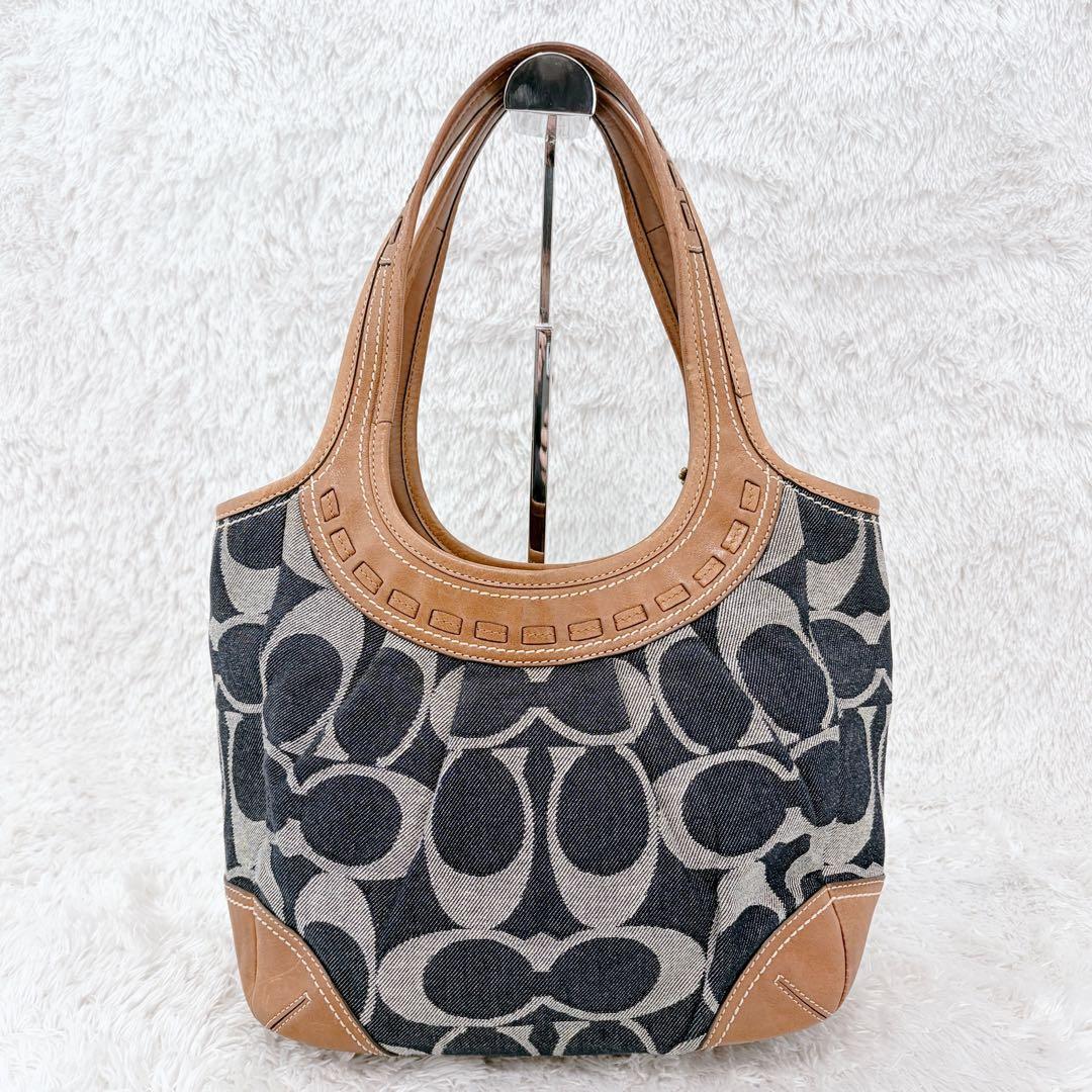 人気 COACH コーチ デニム シグネチャー柄 レザー 12751