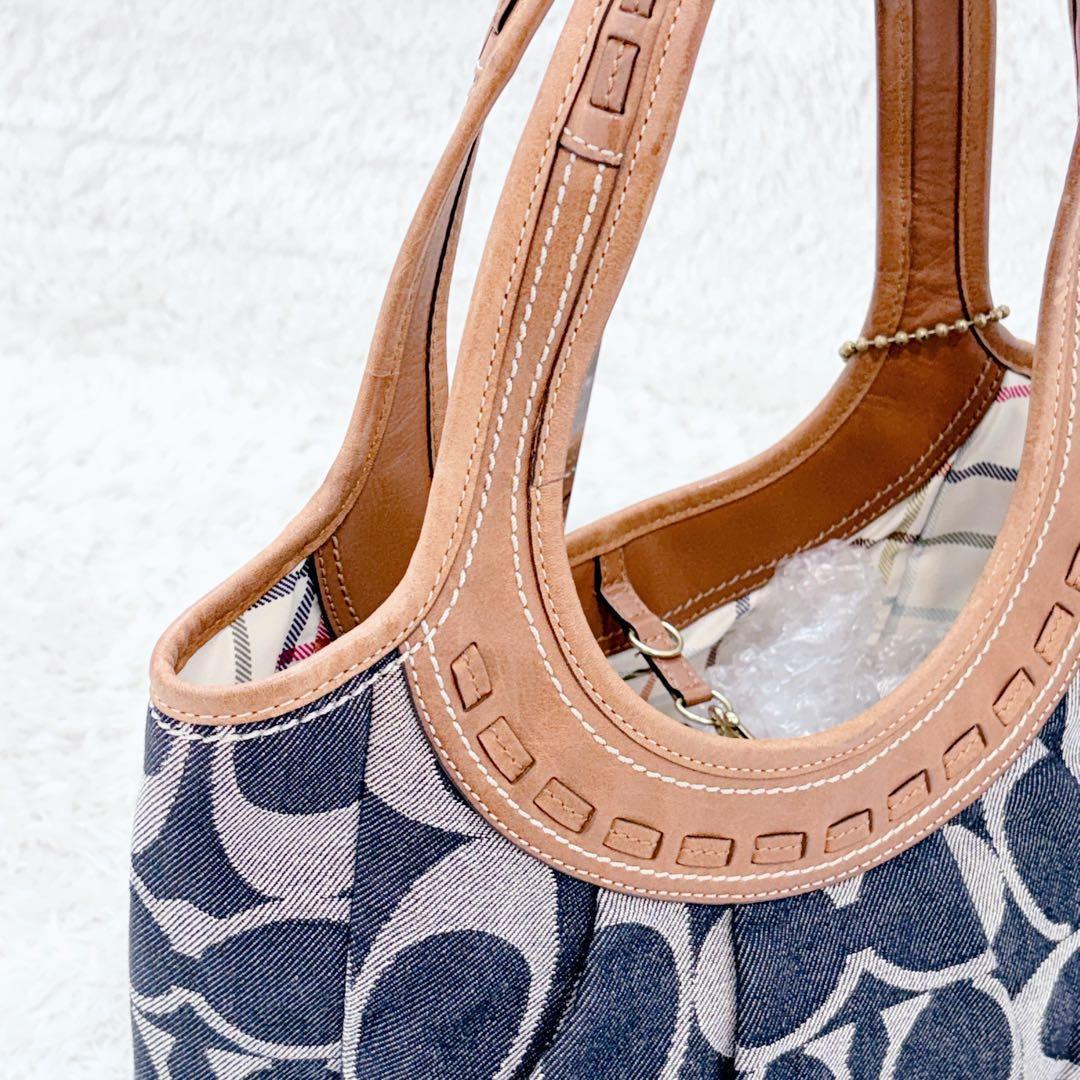 人気 COACH コーチ デニム シグネチャー柄 レザー 12751