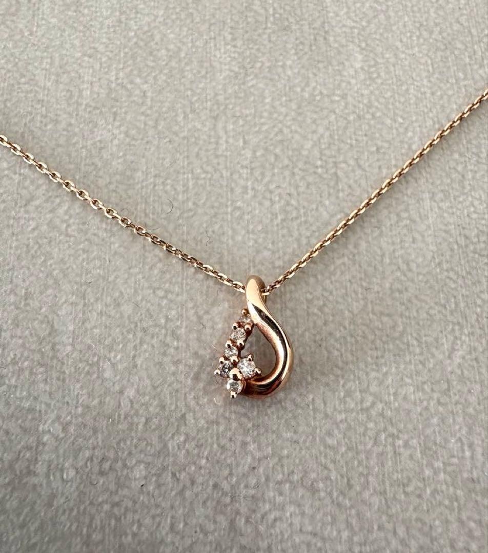 4℃ K10ピンクゴールド ネックレス しずく