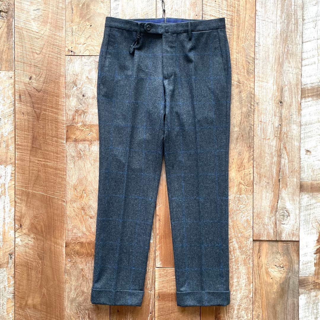 【新品同様】INCOTEX SUPER100'S ウール スラックスパンツ 46