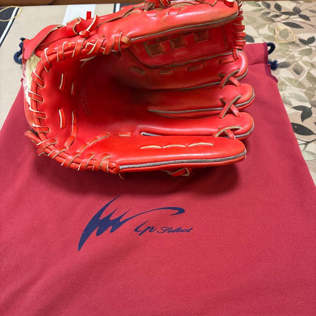 軟式グローブ　投手用オレンジ IPセレクト　グラブ袋付き