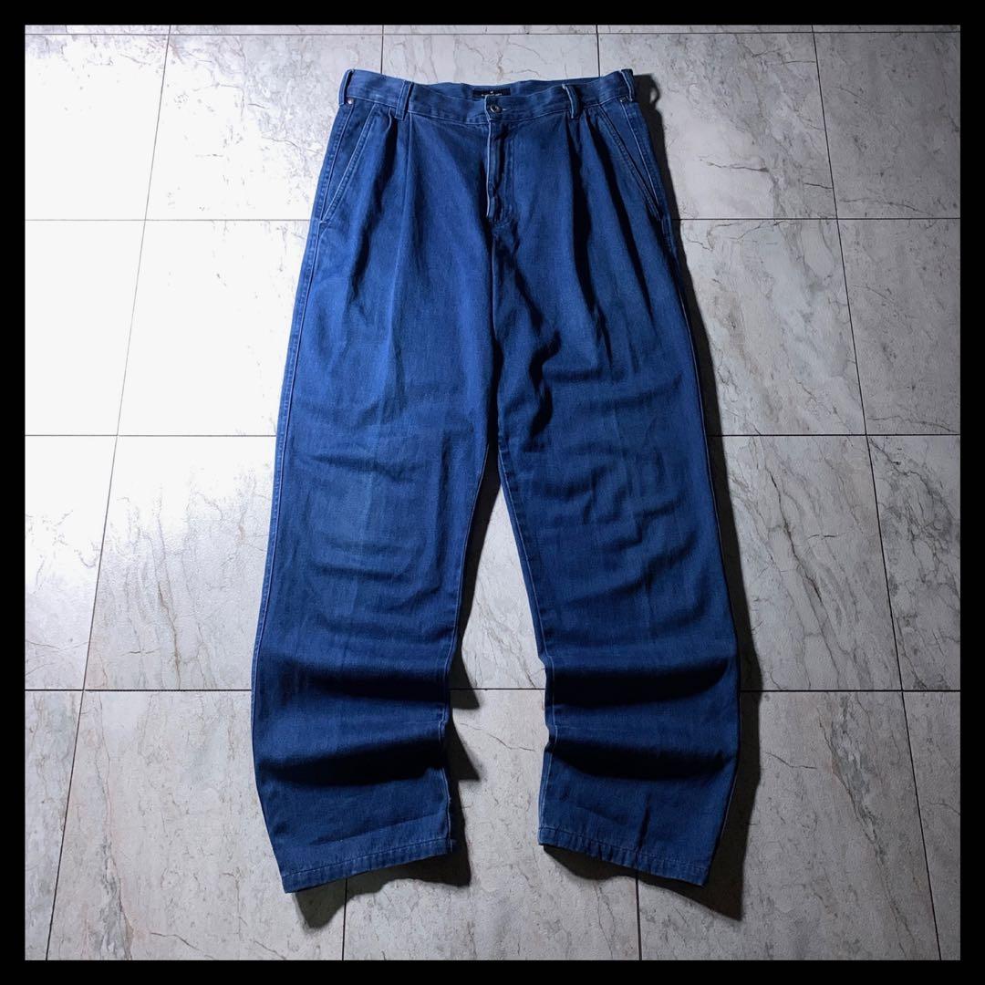 90s〜 イタリア製 エルメネジルドゼニア 2タック デニム スラックス 濃紺