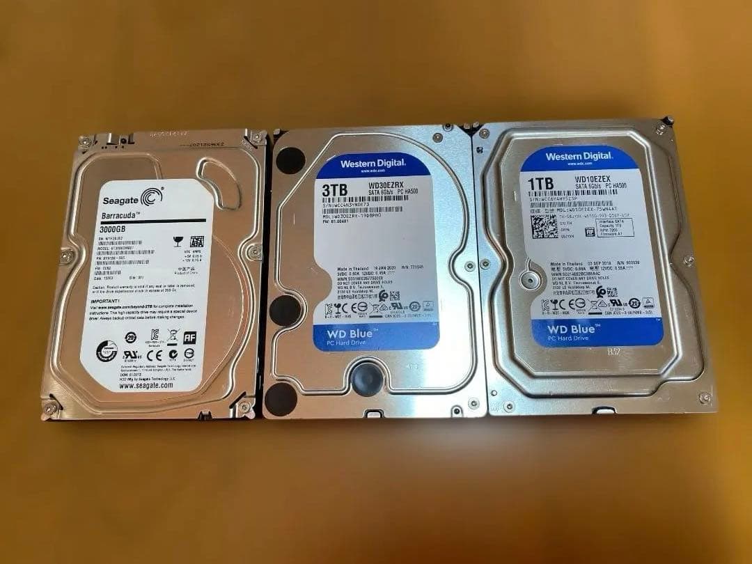 【合計7TB】HDD 3枚セット（3TB×2 / 1TB×1）動作確認済