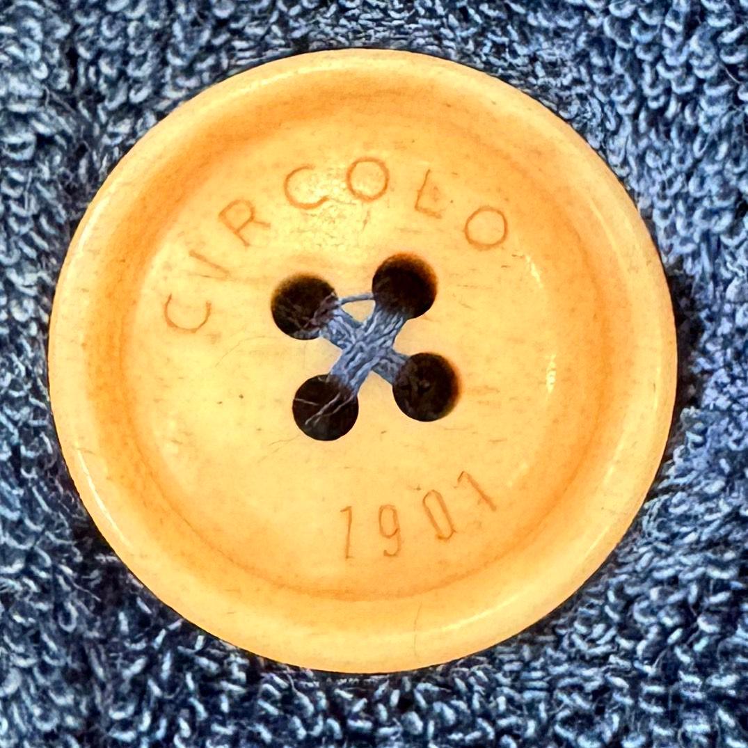 チルコロ テーラードジャケット ストライプ パイル ブルー M ロゴボタン 伸縮