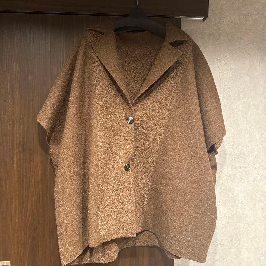 本日最終価格　金額戻ります　今期　ブラウンシニカルリバーシブルポンチョコート