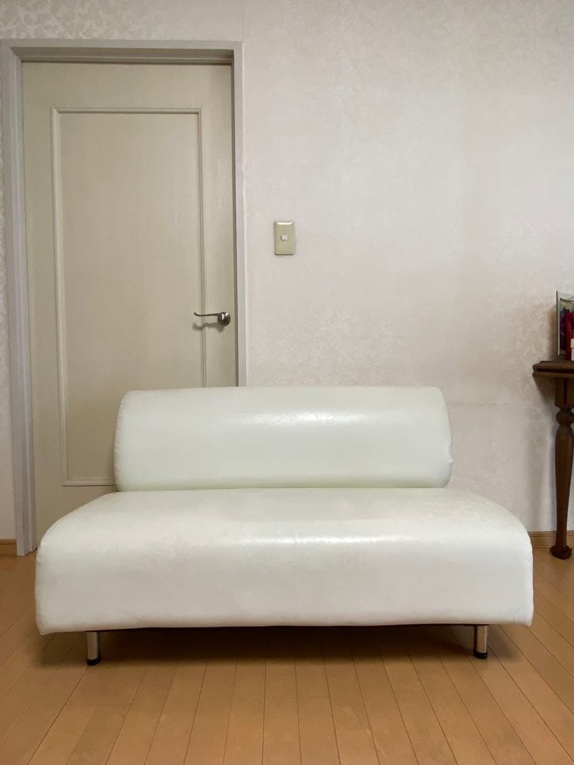 Francfranc ホワイト合成皮革ソファ-2人掛け