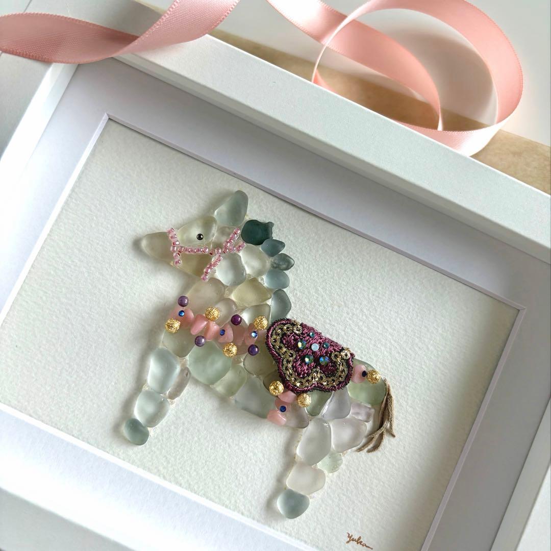 ダーラナホース〜グレー〜　シーグラスアート／馬