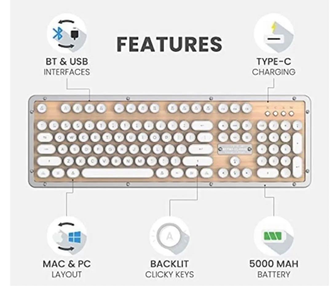 未使用！AZIOレトロキーボードmaple Bluetooth lofree