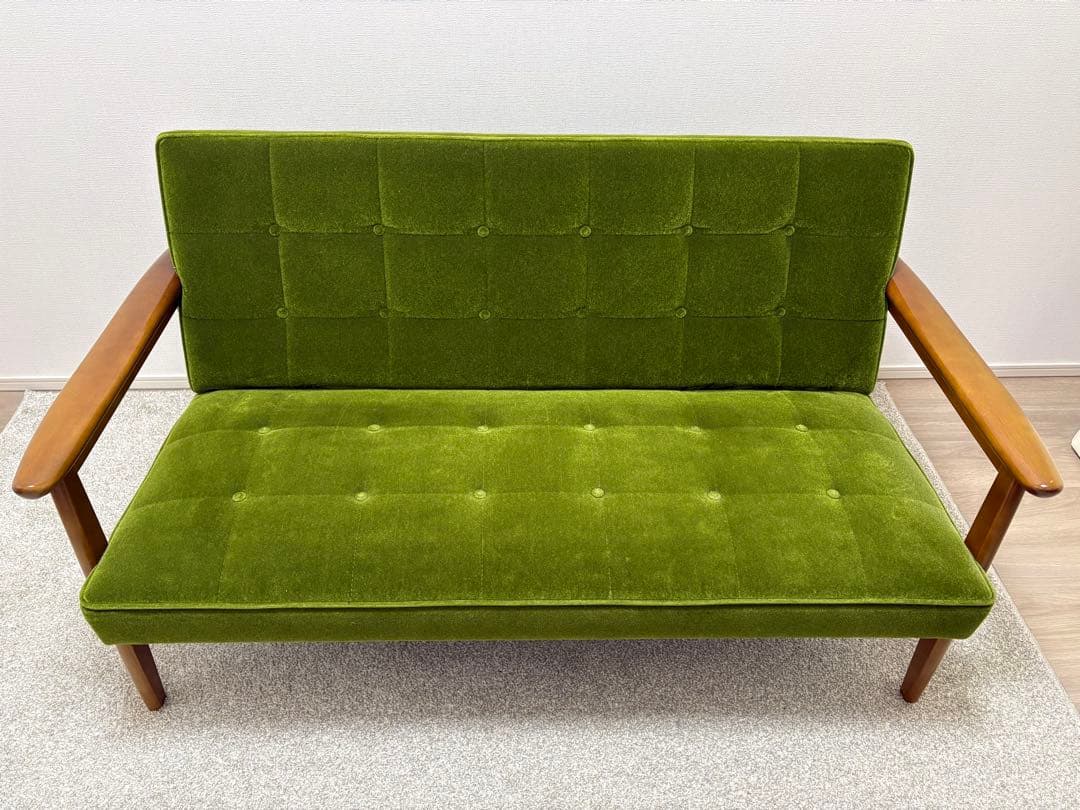 カリモク60 Kチェア　2シーター　モケットグリーン