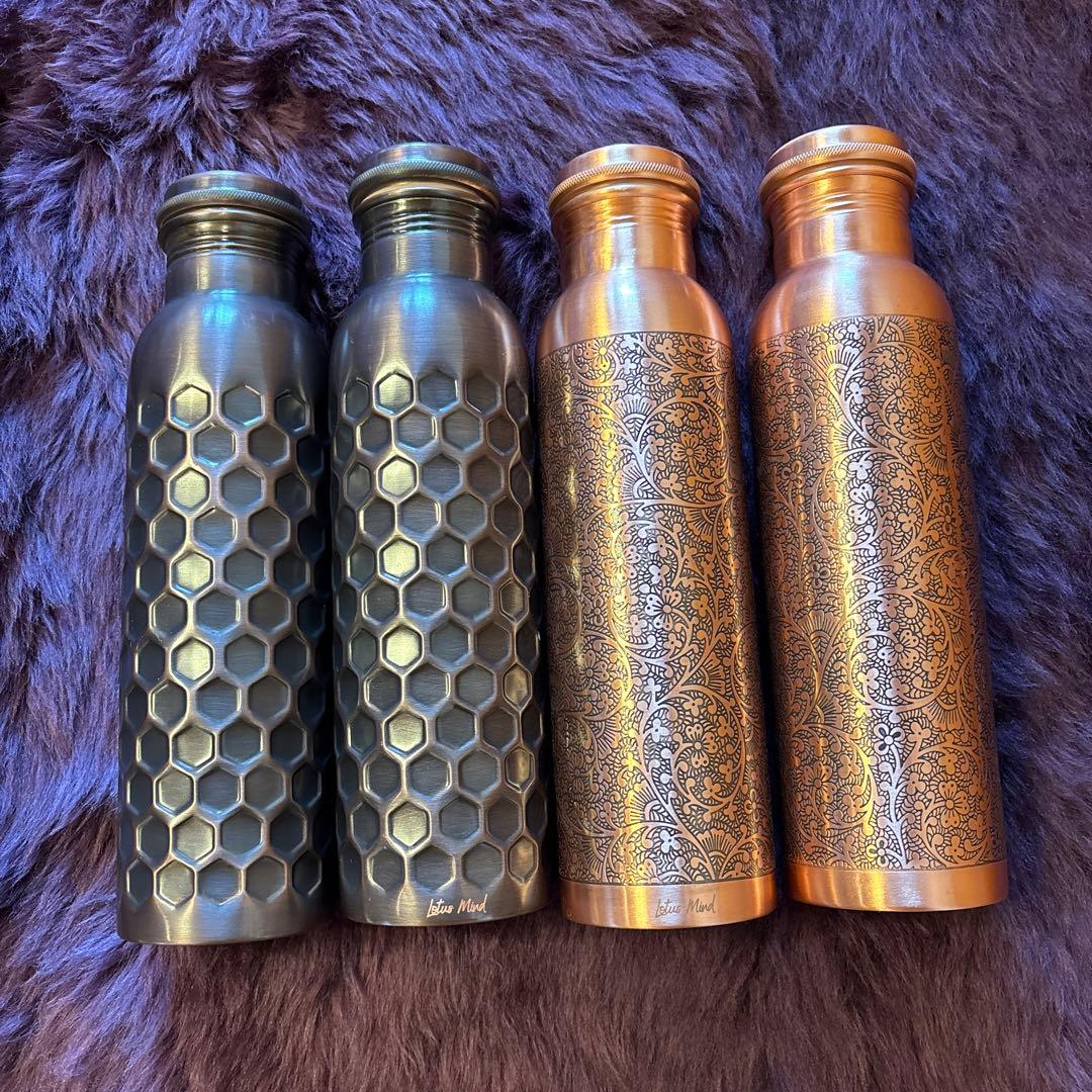 【ほぼ未使用】水筒 純銅ウォーターボトル900ml 4点セット