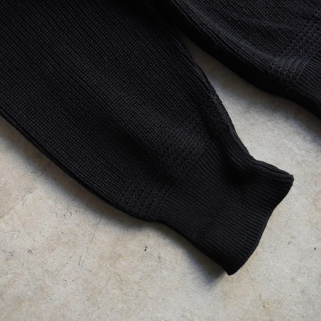 80s エディーバウアー ヘンリーネック コットンニットセーター 黒 USA製L