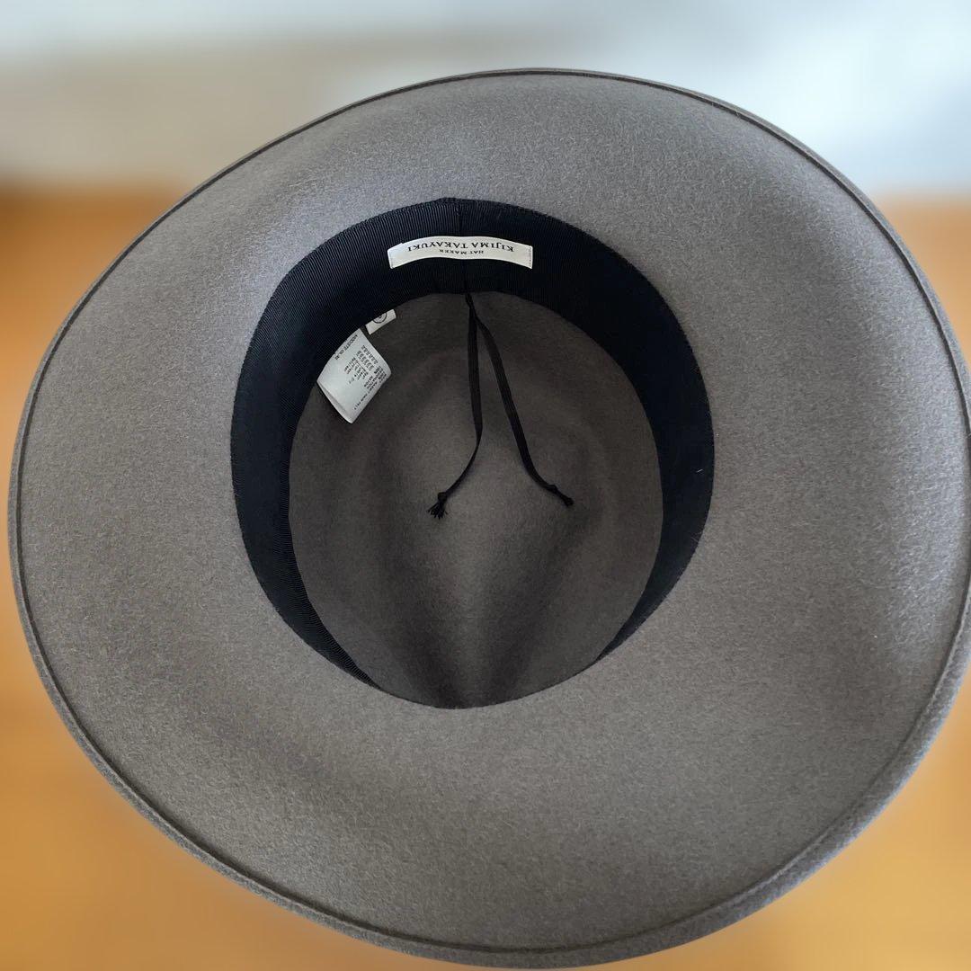 キジマタカユキ　グレー ウールハット ブラックリボン　サイズ2