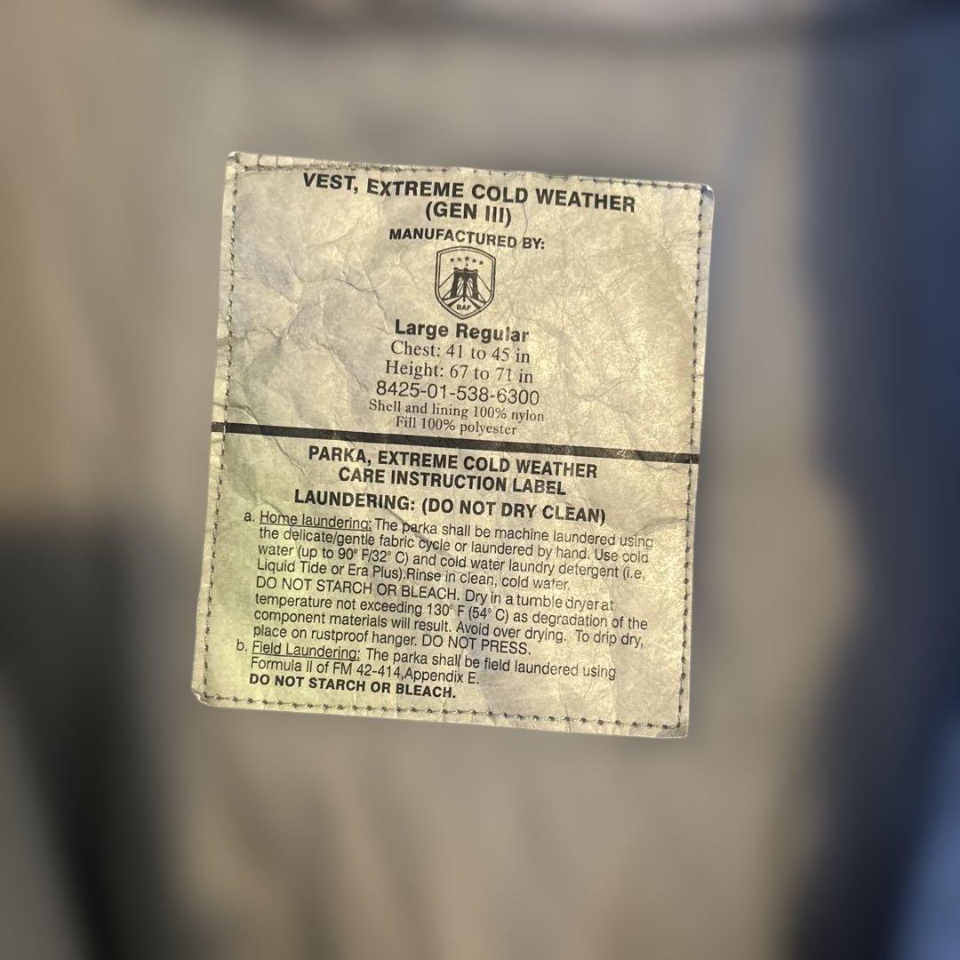 ジャケット・アウター U.S MILITARY LEVEL7 ECWCS PRIMALOFT VEST