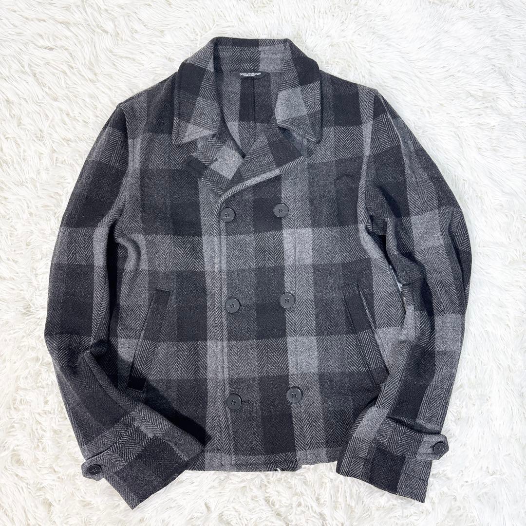 ☆美品☆ドルチェ＆ガッバーナ ピーコート チェック ダブルブレストS
