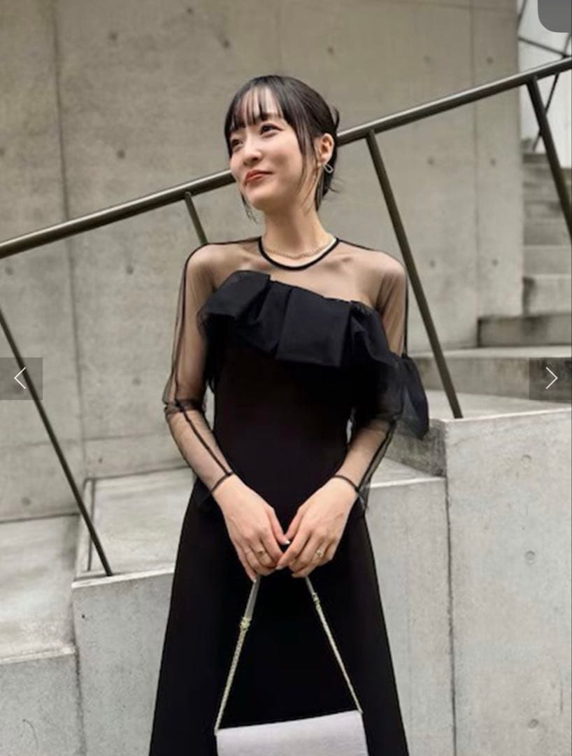 LADYアシンメトリーフリルドレス