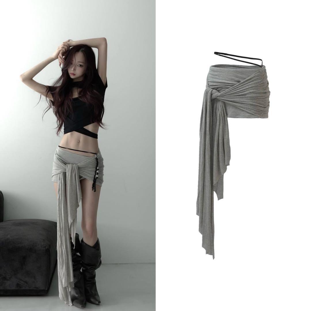 theredthread グレー S mini skort pareo