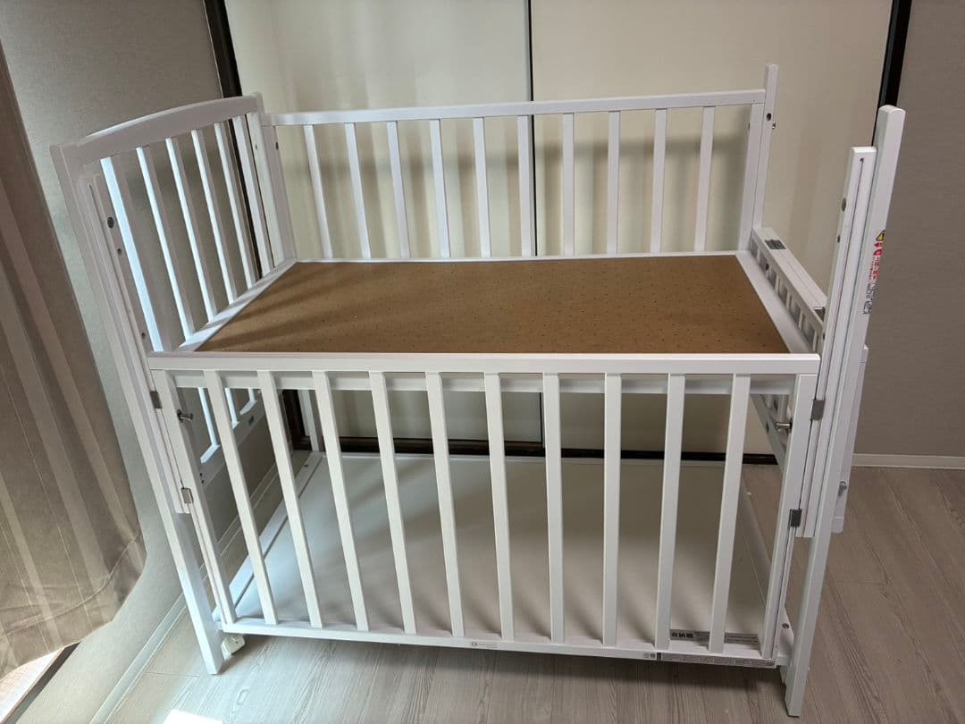 15日まで　　Yamasaki ヤマサキ　ベビーベッド白　ハイタイプツーオープン