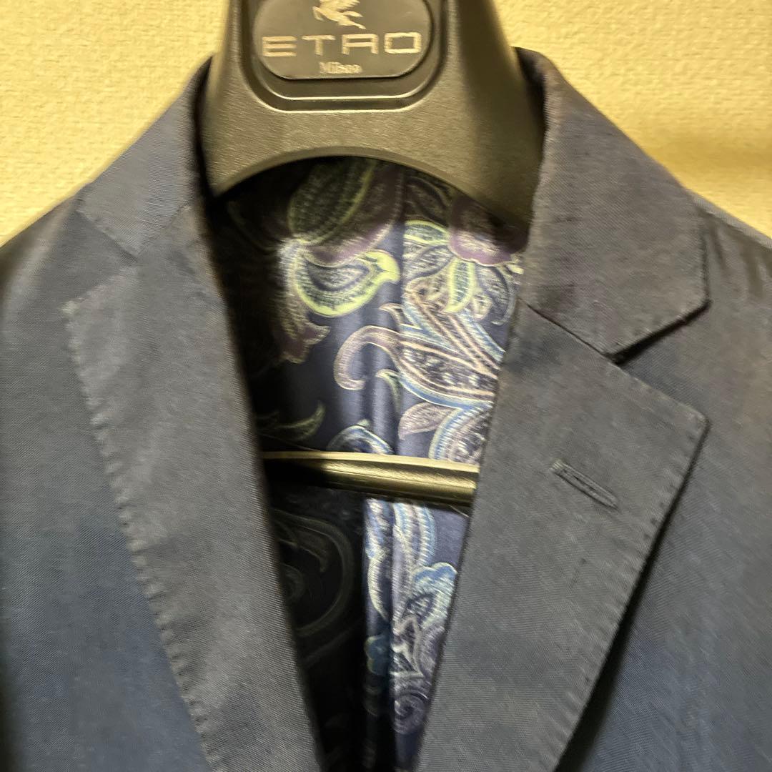 エトロ　ネイビー テーラードジャケット