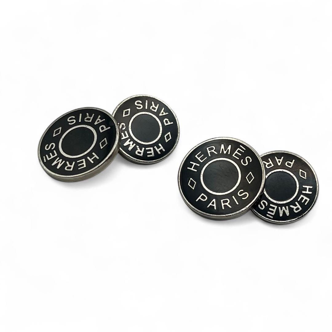 美品　エルメス　カフス　カフリンクス　セリエ　箱付き　ブラック×シルバー