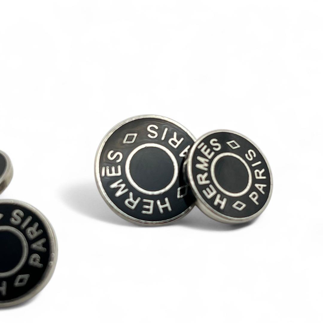 美品　エルメス　カフス　カフリンクス　セリエ　箱付き　ブラック×シルバー