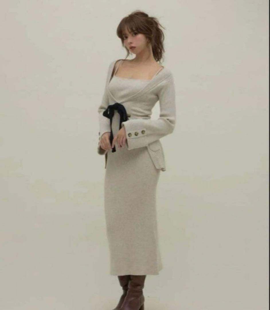 [正規品］andmary Rola ribbon set dress beige