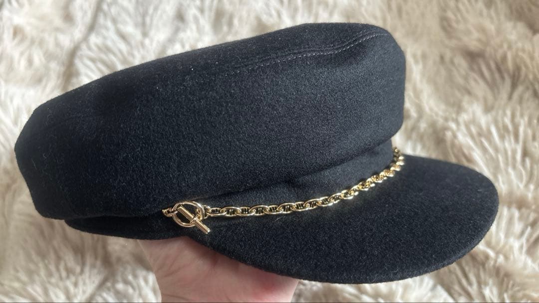 HERMES ブラックシェーヌダンクルキャスケット 58ノワールゴールド金具