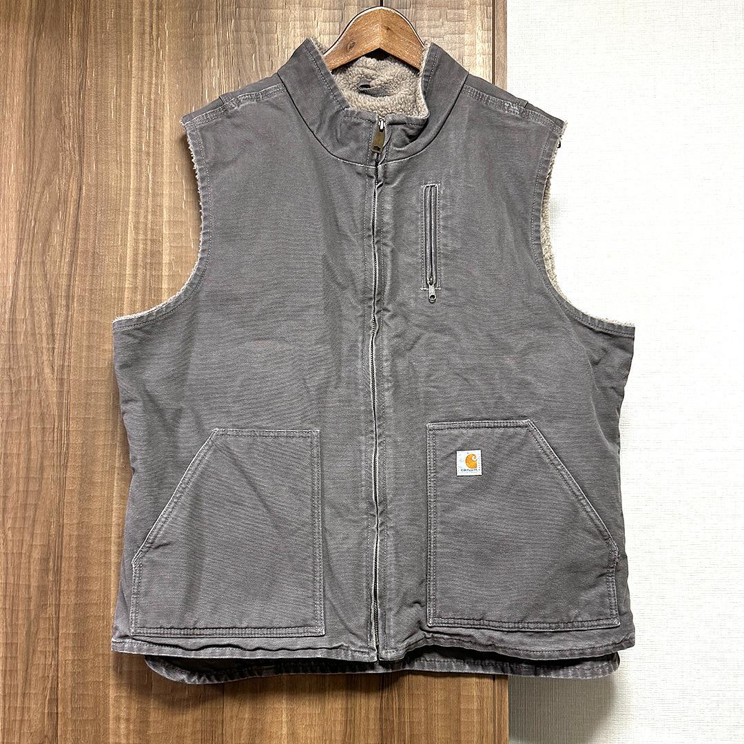 【古着】carhartt(カーハート)ダック地 裏ボアベスト XXL