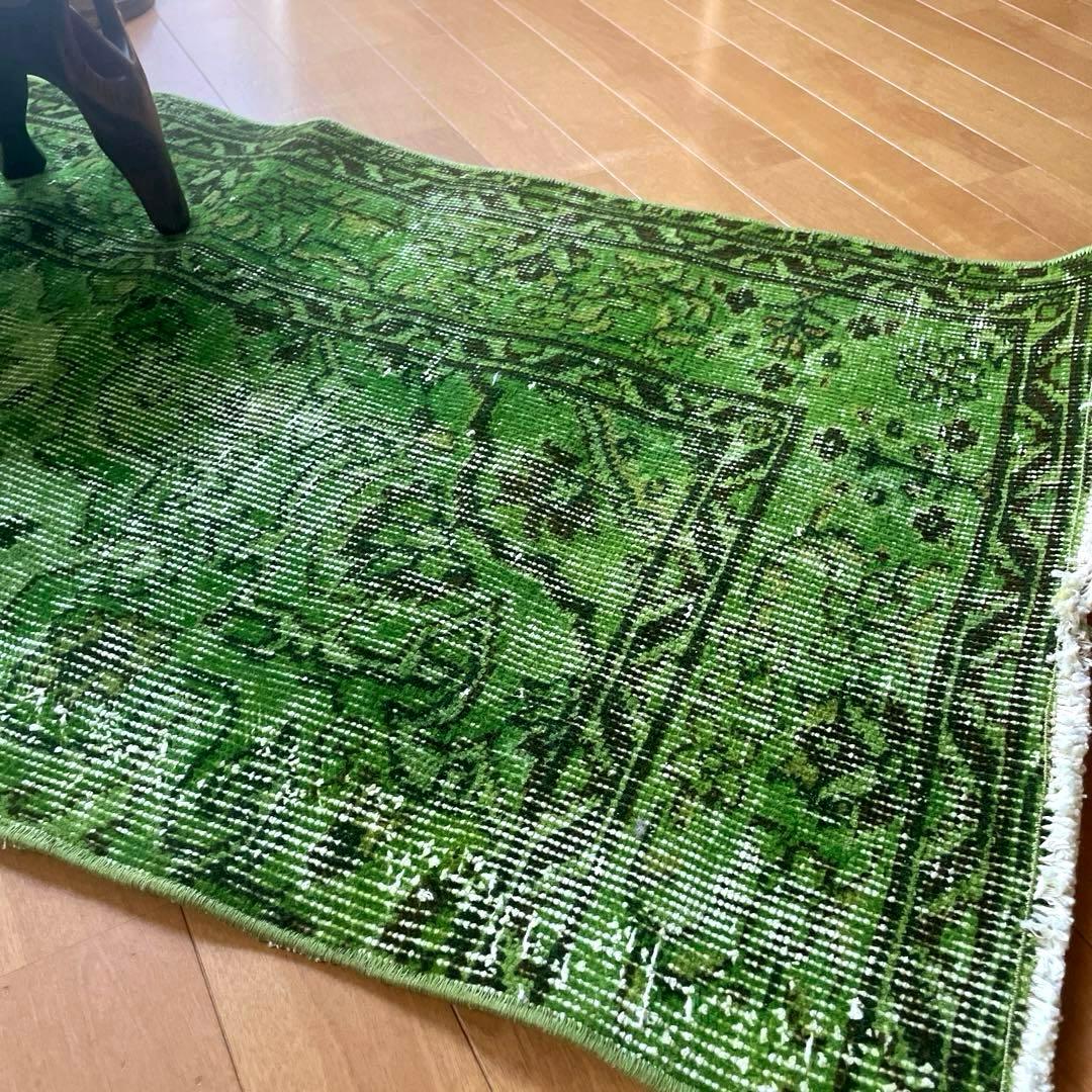 60×120ワサビグリーン　オーバーダイ　トルコあヴィンテージラグ