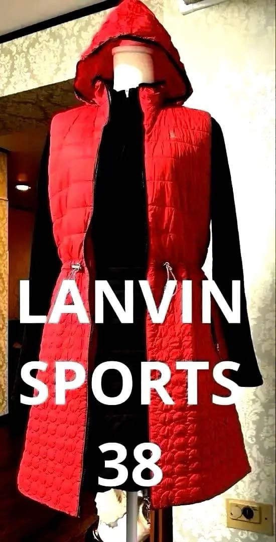 美品！ランバンスポール38 フード付キルティング中綿　裏地蓄熱保存ワンピース