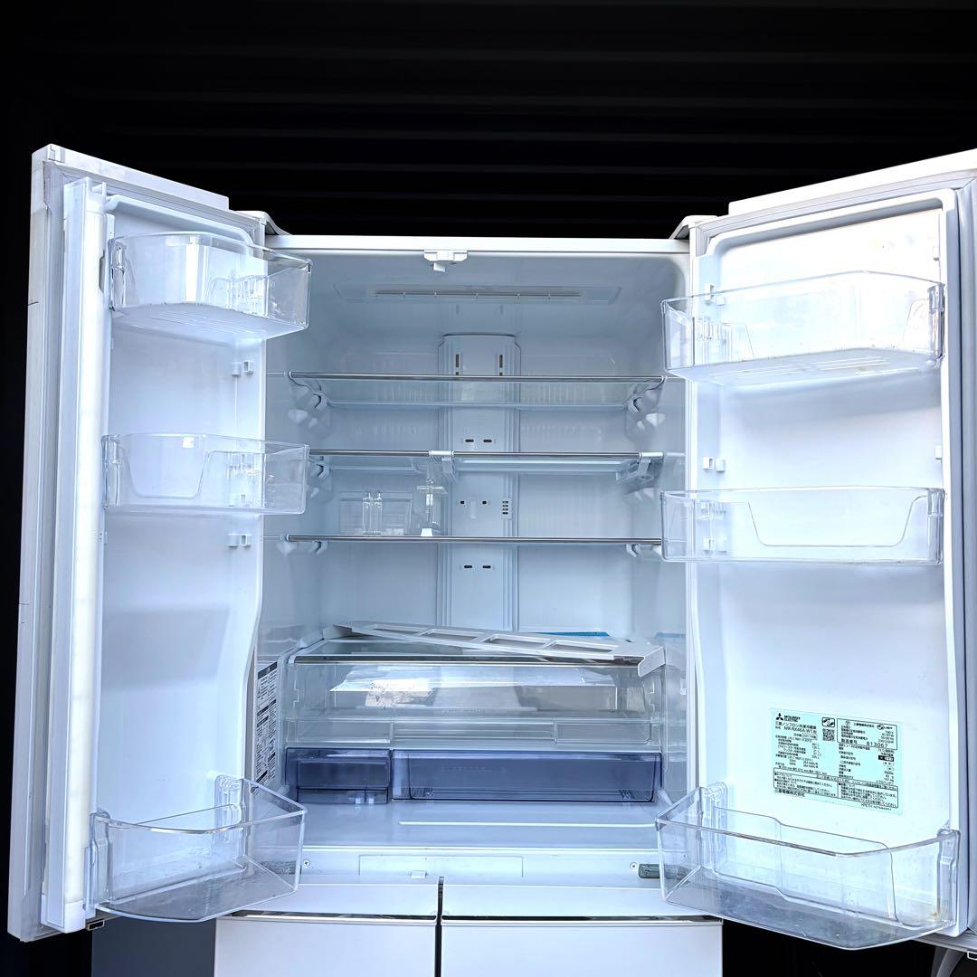 運搬取付無料！クロスホワイト　スマート大容量！純正三菱大容量冷蔵庫！完動品超美品