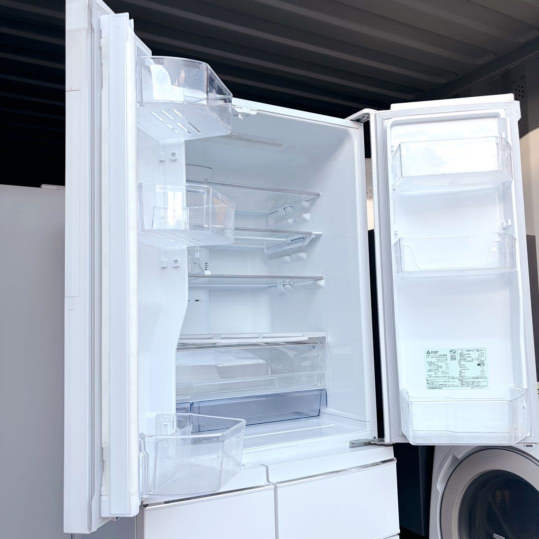 運搬取付無料！クロスホワイト　スマート大容量！純正三菱大容量冷蔵庫！完動品超美品