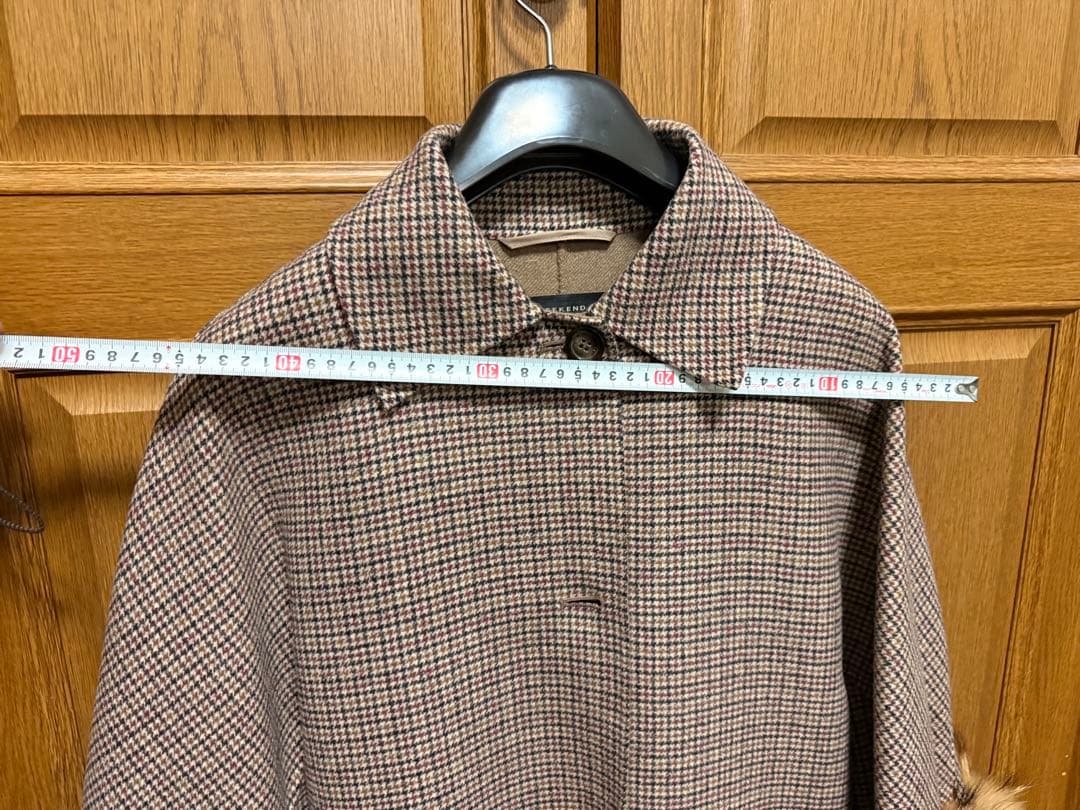 MaxMara チェック柄ファー付きロングコート