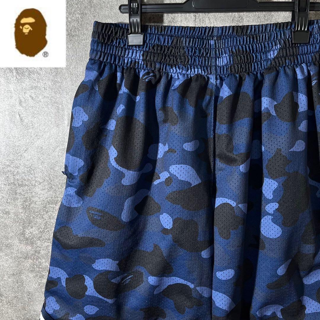 [大人気]　アベイシングエイプ　バスケットパンツ　メッシュ　カモ柄　総柄　大猿