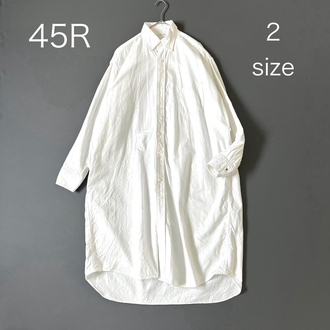 3322【美品】45R シャツワンピース ホワイト全員集合の908スモックドレス