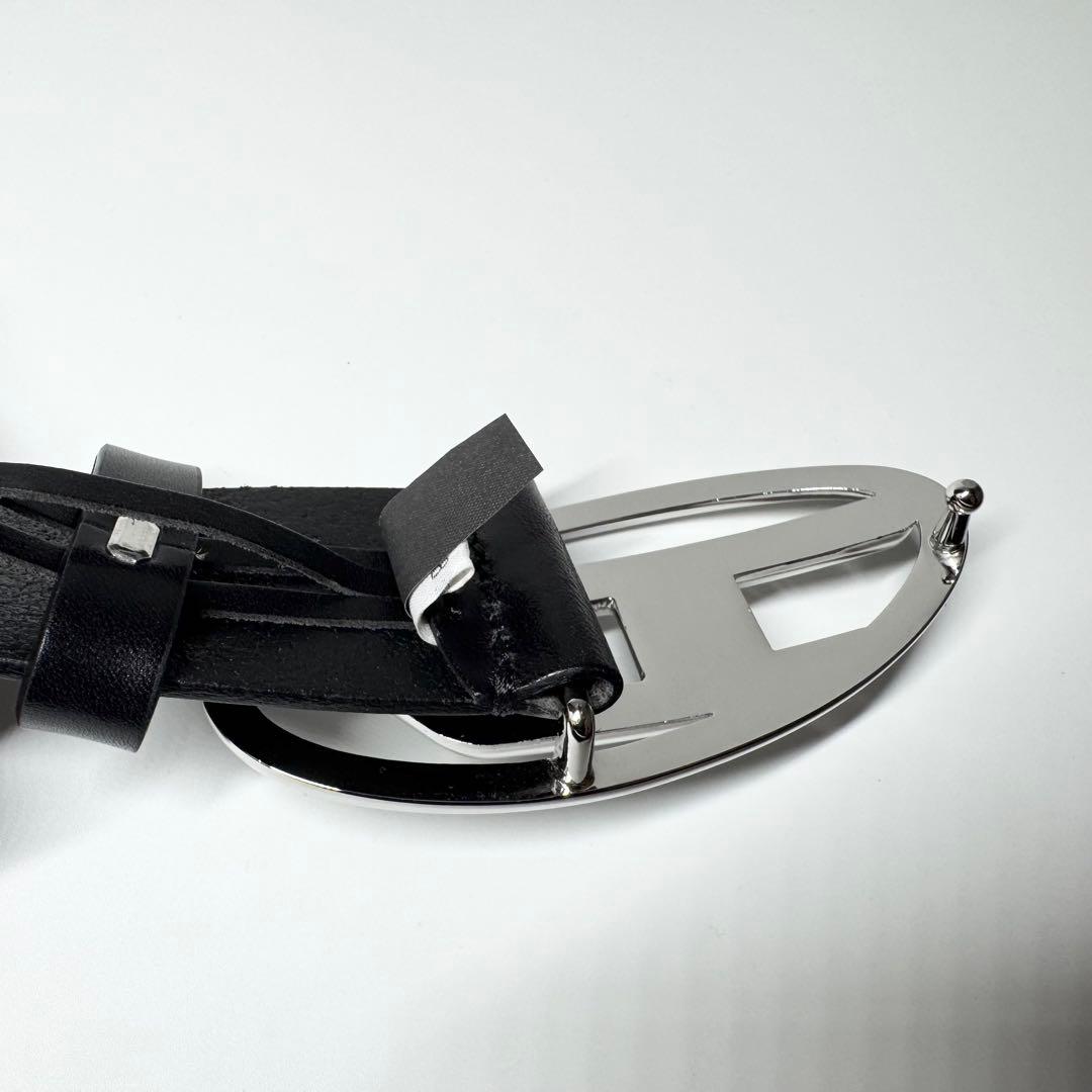 【極美品】DIESEL レザー　べルト ブラック ロゴ バックル