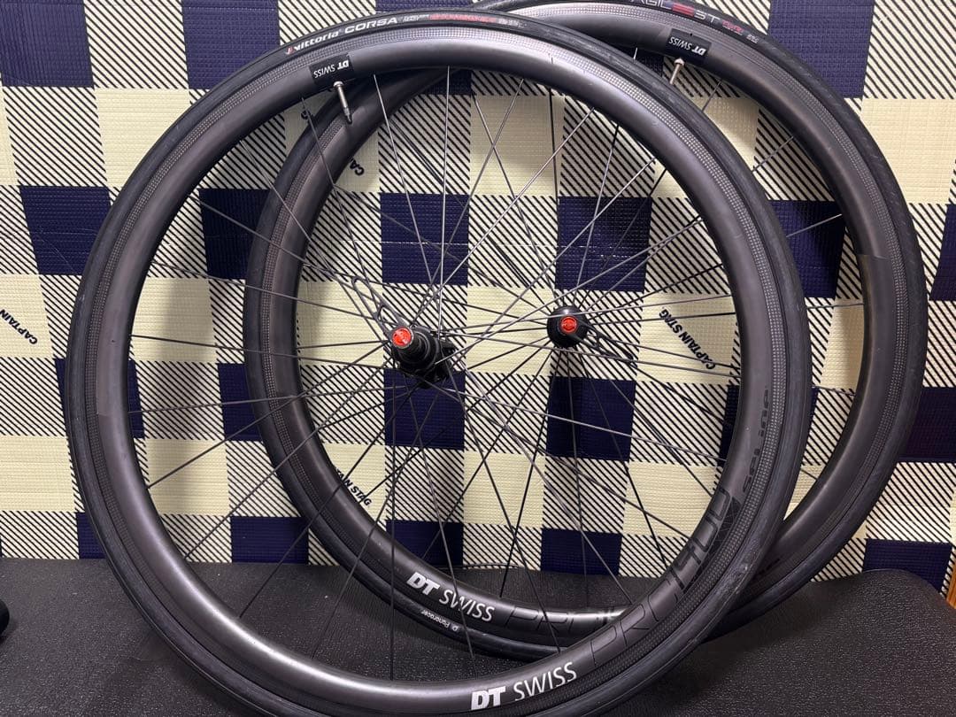 DT SWISS PRC1400 前後カーボンホイール　リムブレーキ用 タイヤ付