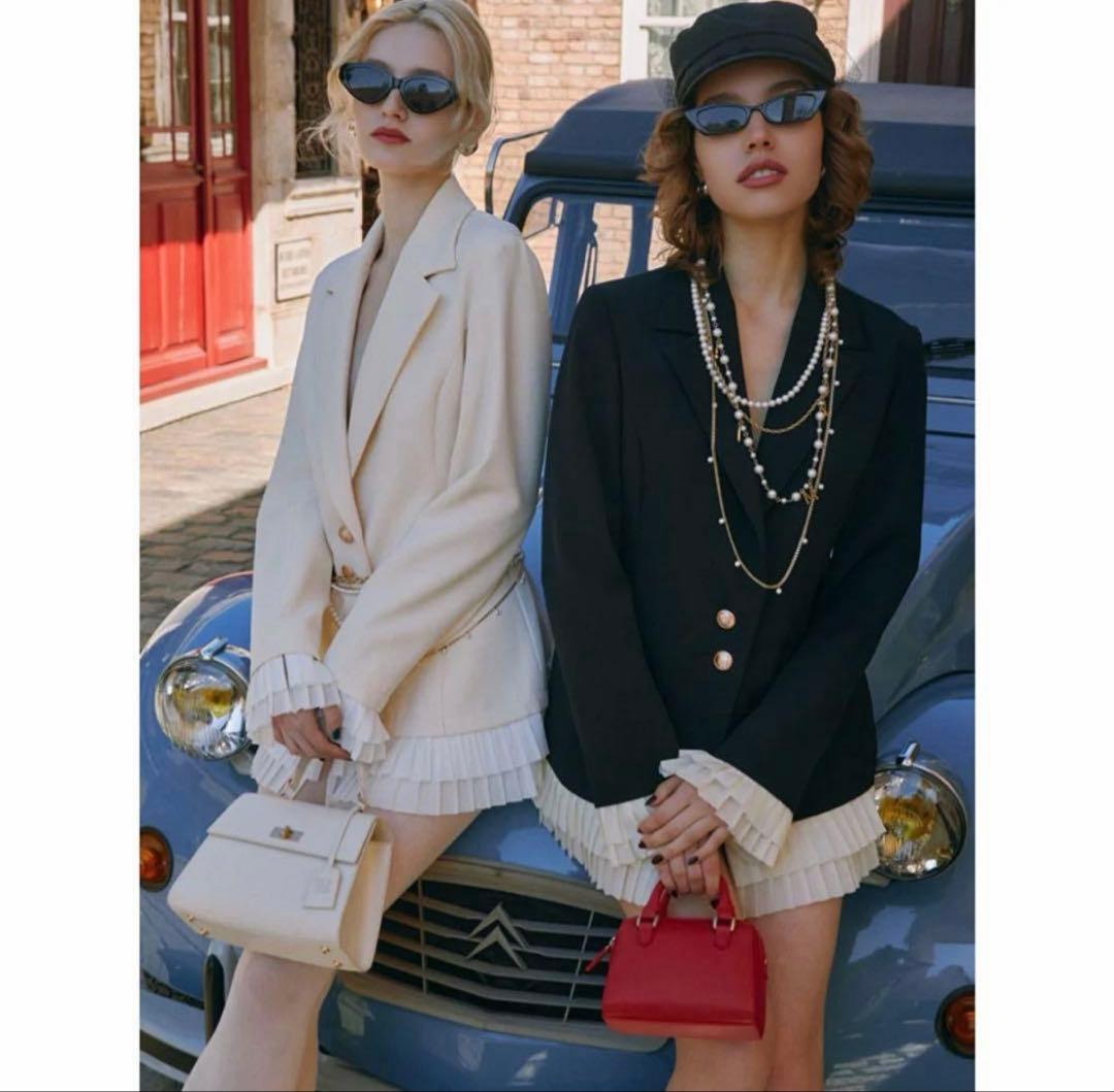 テーラードジャケット アイボリー　エイミーイストワール　袖裾フリル　新品