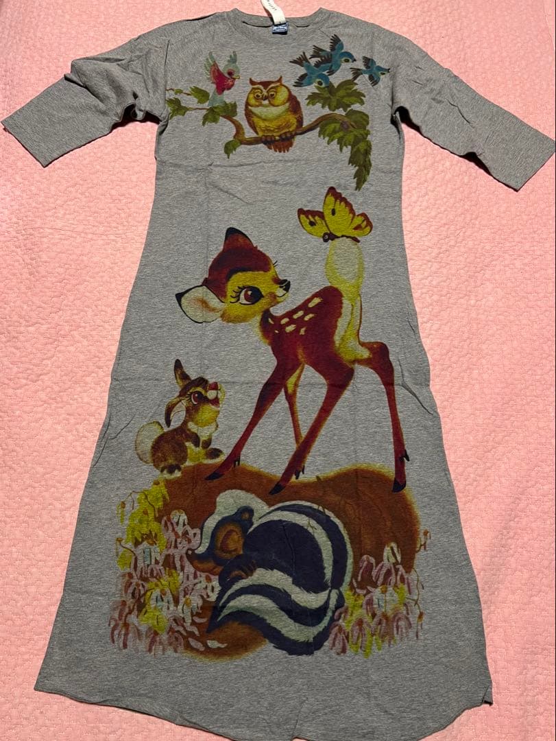 muchacha×Disney バンビプリント　スーピマ天竺　ワンピース