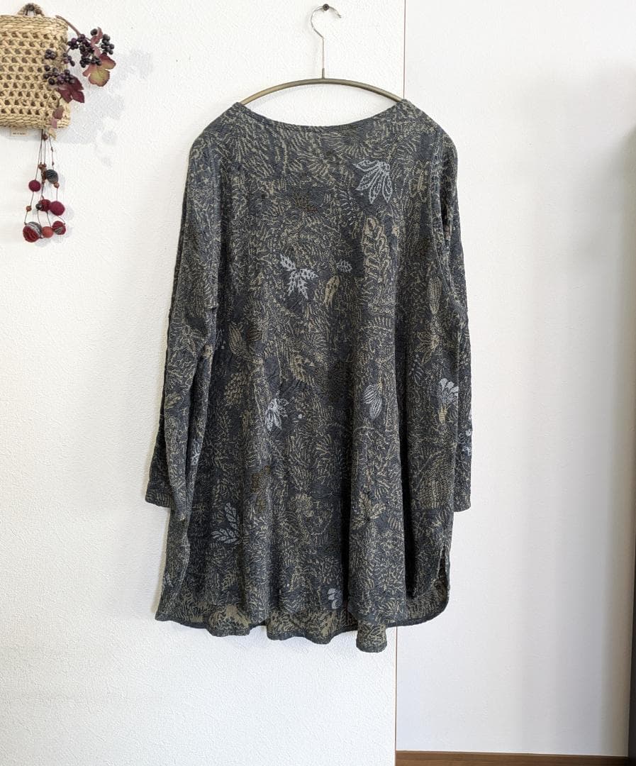 ババグーリ☆ヨーガンレール☆ジャワフラワーチュニックOP☆ブルーグレイ☆美品です