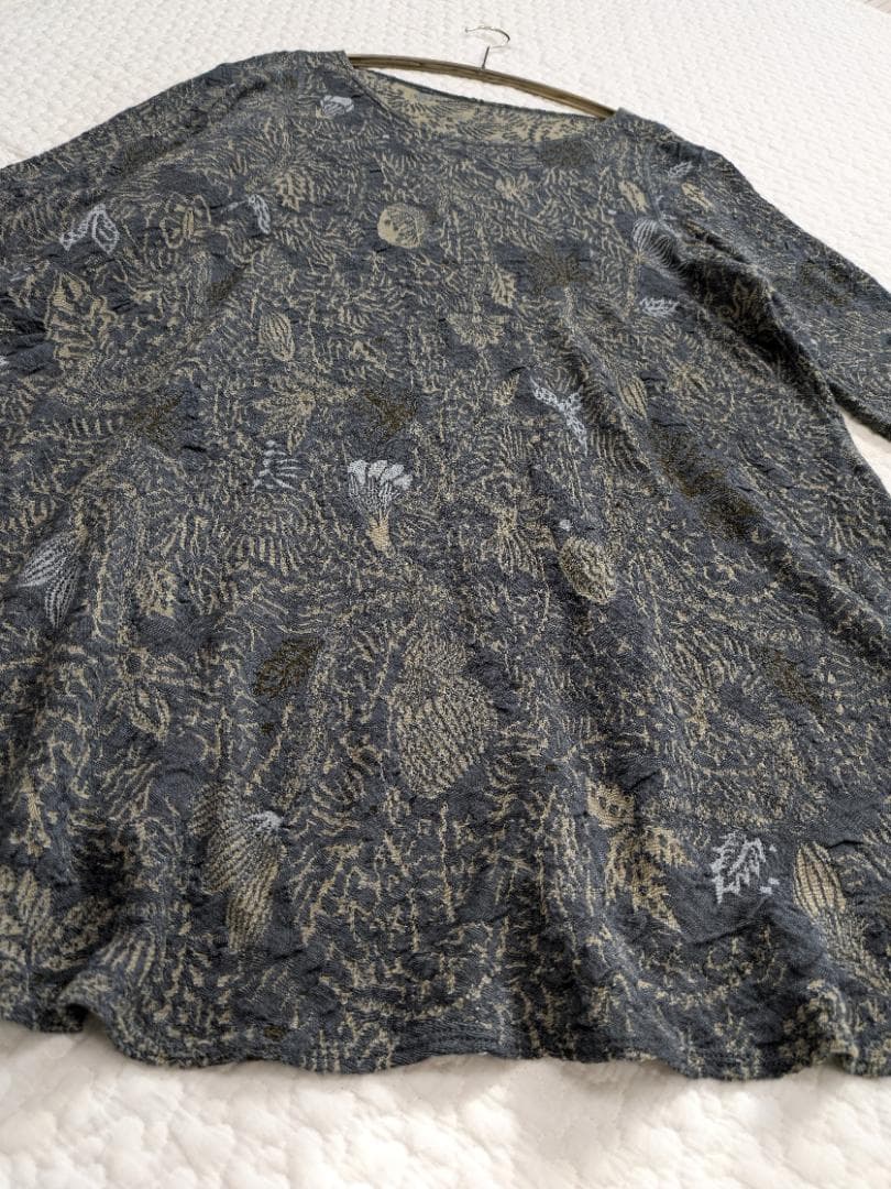 ババグーリ☆ヨーガンレール☆ジャワフラワーチュニックOP☆ブルーグレイ☆美品です